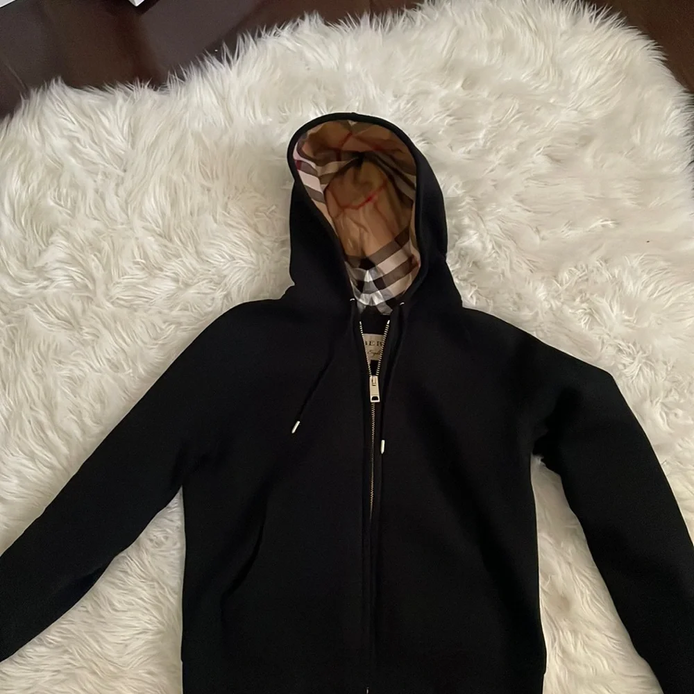 Burberry | Sweaters | Authentic Burberry Zip Up Black | Poshmark